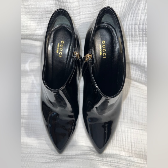 $795 New Gucci Black Patent Leather Pointed Booties Crystal Vernice Size 40 - Picture 5 of 7